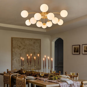 LightFixturesUSA - Blossom 12 - Light Opal Glass Bubble Semi Flush Chandelier - Chandelier - 12 - Lt - Semi Flush - Brass