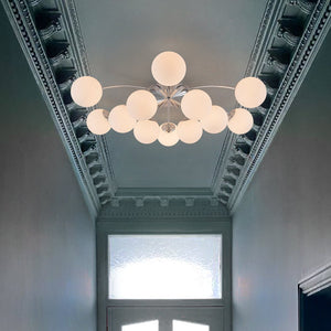 LightFixturesUSA - Blossom 12 - Light Opal Glass Bubble Semi Flush Chandelier - Chandelier - 12 - Lt - Semi Flush - Chrome