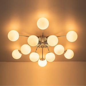 LightFixturesUSA - Blossom 12 - Light Opal Glass Bubble Semi Flush Chandelier - Chandelier - 12 - Lt - Semi Flush - Chrome