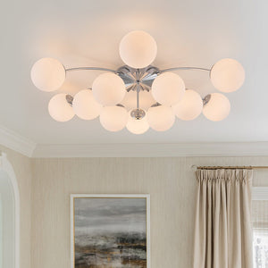 LightFixturesUSA - Blossom 12 - Light Opal Glass Bubble Semi Flush Chandelier - Chandelier - 12 - Lt - Semi Flush - Chrome