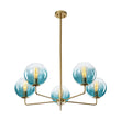 Load image into Gallery viewer, LightFixturesUSA - Blue Glass Globe Bubble Sputnik 5 - light Round Chandelier - Chandelier - Blue Bubble -