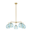 Load image into Gallery viewer, LightFixturesUSA - Blue Ribbed Glass Globe 5 - light Round Sputnik Chandelier - Chandelier - Blue Bubble -
