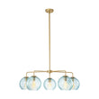 Load image into Gallery viewer, LightFixturesUSA - Blue Ribbed Glass Globe 5 - light Round Sputnik Chandelier - Chandelier - Blue Bubble -