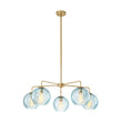 Load image into Gallery viewer, LightFixturesUSA - Blue Ribbed Glass Globe 5 - light Round Sputnik Chandelier - Chandelier - Blue Bubble -