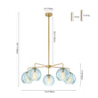 Load image into Gallery viewer, LightFixturesUSA - Blue Ribbed Glass Globe 5 - light Round Sputnik Chandelier - Chandelier - Blue Bubble -