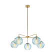 Load image into Gallery viewer, LightFixturesUSA - Blue Ribbed Glass Globe 5 - light Round Sputnik Chandelier - Chandelier - Blue Bubble -