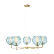 Load image into Gallery viewer, LightFixturesUSA - Blue Ribbed Glass Globe 5 - light Round Sputnik Chandelier - Chandelier - Blue Bubble -