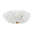 Load image into Gallery viewer, LightFixturesUSA - Boho Pleated Flower White Crackled Glass Semi Flush - Ceiling Light - Clear Crackled Glass -