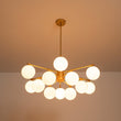 Load image into Gallery viewer, LightFixturesUSA - Brass 2 - Tier Sputnik Frosted Glass Bubble Pendant Chandelier - Chandelier - Brass (Exclusive Offer) -