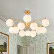 Load image into Gallery viewer, LightFixturesUSA - Brass 2 - Tier Sputnik Frosted Glass Bubble Pendant Chandelier - Chandelier - Brass (Exclusive Offer) -