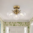 Load image into Gallery viewer, LightFixturesUSA - Brass 3 - Light Clear Glass Glass Globe Ceiling Light - Ceiling Light - Gold -