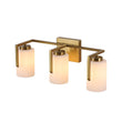 Load image into Gallery viewer, LightFixturesUSA - Brass 3 - Light Frosted Glass Cylindrical Shade Vanity Wall Sconce - Wall Sconce - 3 - Lt -