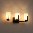 Load image into Gallery viewer, LightFixturesUSA - Brass 3 - Light Frosted Glass Cylindrical Shade Vanity Wall Sconce - Wall Sconce - Black -