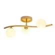 Load image into Gallery viewer, LightFixturesUSA - Brass 3 - Light Frosted Glass Globe Semi Flush Wall Lamp - Wall Sconce - Brass -