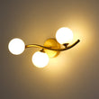 Load image into Gallery viewer, LightFixturesUSA - Brass 3 - Light Frosted Glass Globe Semi Flush Wall Lamp - Wall Sconce - Brass -