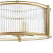 Load image into Gallery viewer, LightFixturesUSA - Brass 3 - Light Ribbed Glass Drum Lantern Pendant Light - Chandelier - Brass -