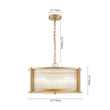 Load image into Gallery viewer, LightFixturesUSA - Brass 3 - Light Ribbed Glass Drum Lantern Pendant Light - Chandelier - Brass -