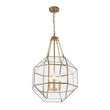 Load image into Gallery viewer, LightFixturesUSA - Brass Clear Glass Geometric Cube Lantern Pendant Light - Chandelier - Brass -