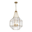 Load image into Gallery viewer, LightFixturesUSA - Brass Clear Glass Geometric Cube Lantern Pendant Light - Chandelier - Brass -