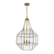 Load image into Gallery viewer, LightFixturesUSA - Brass Clear Glass Geometric Cube Lantern Pendant Light - Chandelier - Brass -