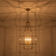 Load image into Gallery viewer, LightFixturesUSA - Brass Clear Glass Geometric Cube Lantern Pendant Light - Chandelier - Brass -