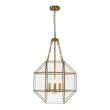 Load image into Gallery viewer, LightFixturesUSA - Brass Clear Glass Geometric Cube Lantern Pendant Light - Chandelier - Brass -