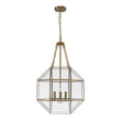 Load image into Gallery viewer, LightFixturesUSA - Brass Clear Glass Geometric Cube Lantern Pendant Light - Chandelier - Brass -