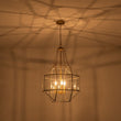 Load image into Gallery viewer, LightFixturesUSA - Brass Clear Glass Geometric Cube Lantern Pendant Light - Chandelier - Brass -