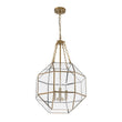 Load image into Gallery viewer, LightFixturesUSA - Brass Clear Glass Geometric Cube Lantern Pendant Light - Chandelier - Brass -