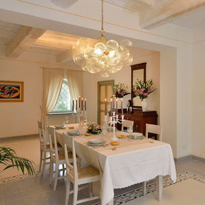 LightFixturesUSA - Brass Cluster Ribbed Glass Globe Bubble Chandelier - Chandelier - 8 - Lt - Nickel