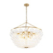 Load image into Gallery viewer, LightFixturesUSA - Brass Draped Ribbed Glass Bubble Round Pendant Chandelier - Chandelier - 12 - Lt -