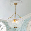 Load image into Gallery viewer, LightFixturesUSA - Brass Draped Ribbed Glass Bubble Round Pendant Chandelier - Chandelier - 12 - Lt -