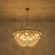 Load image into Gallery viewer, LightFixturesUSA - Brass Draped Ribbed Glass Bubble Round Pendant Chandelier - Chandelier - 12 - Lt -