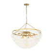 Load image into Gallery viewer, LightFixturesUSA - Brass Draped Ribbed Glass Bubble Round Pendant Chandelier - Chandelier - 12 - Lt -