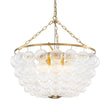 Load image into Gallery viewer, LightFixturesUSA - Brass Draped Ribbed Glass Bubble Round Pendant Chandelier - Chandelier - 6 - Lt -
