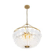 Load image into Gallery viewer, LightFixturesUSA - Brass Draped Ribbed Glass Bubble Round Pendant Chandelier - Chandelier - 6 - Lt -