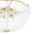 Load image into Gallery viewer, LightFixturesUSA - Brass Draped Ribbed Glass Bubble Round Pendant Chandelier - Chandelier - 6 - Lt -