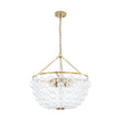 Load image into Gallery viewer, LightFixturesUSA - Brass Draped Ribbed Glass Bubble Round Pendant Chandelier - Chandelier - 6 - Lt -