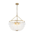 Load image into Gallery viewer, LightFixturesUSA - Brass Draped Ribbed Glass Bubble Round Pendant Chandelier - Chandelier - 6 - Lt -