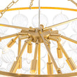 Load image into Gallery viewer, LightFixturesUSA - Brass Draped Ribbed Glass Bubble Round Pendant Chandelier - Chandelier - 6 - Lt -