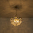 Load image into Gallery viewer, LightFixturesUSA - Brass Draped Ribbed Glass Bubble Round Pendant Chandelier - Chandelier - 6 - Lt -