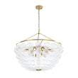 Load image into Gallery viewer, LightFixturesUSA - Brass Draped Ribbed Glass Bubble Round Pendant Chandelier - Chandelier - 6 - Lt -