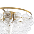Load image into Gallery viewer, LightFixturesUSA - Brass Draped Ribbed Glass Globe Round Semi Flush Chandelier - Ceiling Light - Brass -