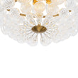 Load image into Gallery viewer, LightFixturesUSA - Brass Draped Ribbed Glass Globe Round Semi Flush Chandelier - Ceiling Light - Brass -