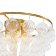 Load image into Gallery viewer, LightFixturesUSA - Brass Draped Ribbed Glass Globe Round Semi Flush Chandelier - Ceiling Light - Brass -