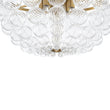 Load image into Gallery viewer, LightFixturesUSA - Brass Draped Ribbed Glass Globe Round Semi Flush Chandelier - Ceiling Light - Brass -