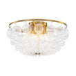 Load image into Gallery viewer, LightFixturesUSA - Brass Draped Ribbed Glass Globe Round Semi Flush Chandelier - Ceiling Light - Brass -