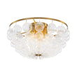 Load image into Gallery viewer, LightFixturesUSA - Brass Draped Ribbed Glass Globe Round Semi Flush Chandelier - Ceiling Light - Brass -