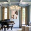 Load image into Gallery viewer, LightFixturesUSA-Brass Halo Ribbed Glass Globe Bubble Ring Chandelier-Chandelier-8-Lt-