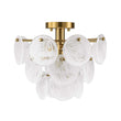 Load image into Gallery viewer, LightFixturesUSA - Brass Tiered Opal Swirl Glass Semi Flush Chandelier - Chandelier - Brass -